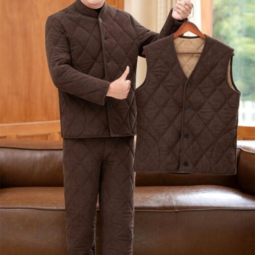 Winter Dads Cotton Padded Jacket And Pants Set