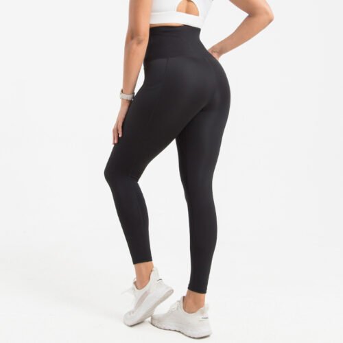 Breasted Yoga Pants Pockets Large Size Abdomen  Pants Sports Tight Yoga Body Shaper Pants