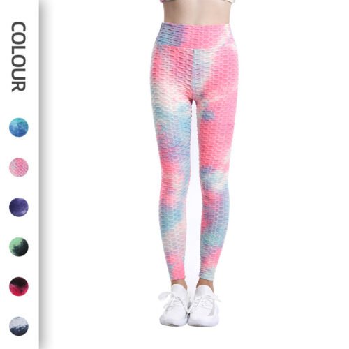 High Waist Workout Bubble Tie-dye Yoga Pants
