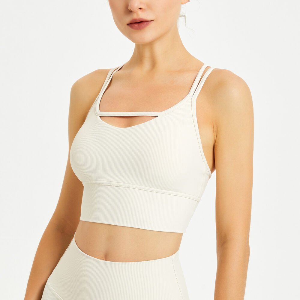 Yoga Vest Wear Spaghetti Strap Sports Underwear Workout Clothes Shockproof Push-up Bra