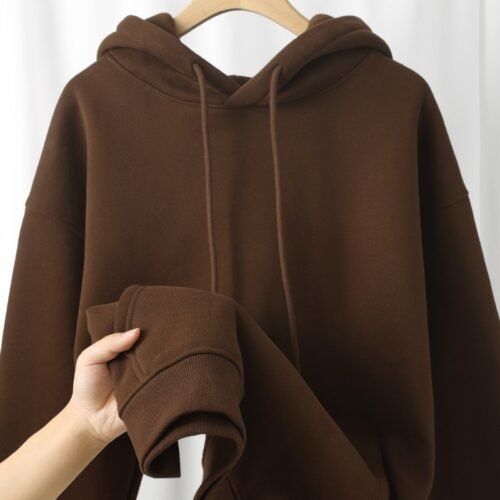 Womens Fleece-Lined Hoodie Heavyweight Solid-Color Drop-Shoulder Design With Extra Padding For Maximum Warmth