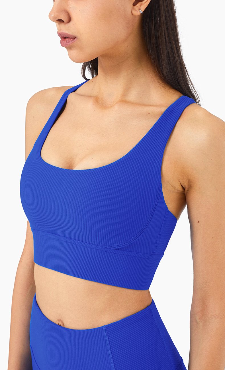 Ribbed Nude Beauty Back Cross Sports Bra