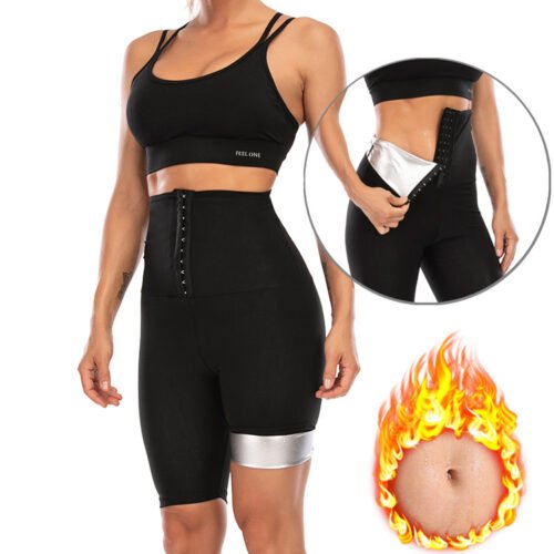 Ladies Sweating Hip Pants Yoga Sauna Beam High Waist Belly Pants Cross-Border Breasted Fitness Body Shaping Pants