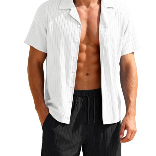Casual Button-Down Shirt And Mens Shorts Set