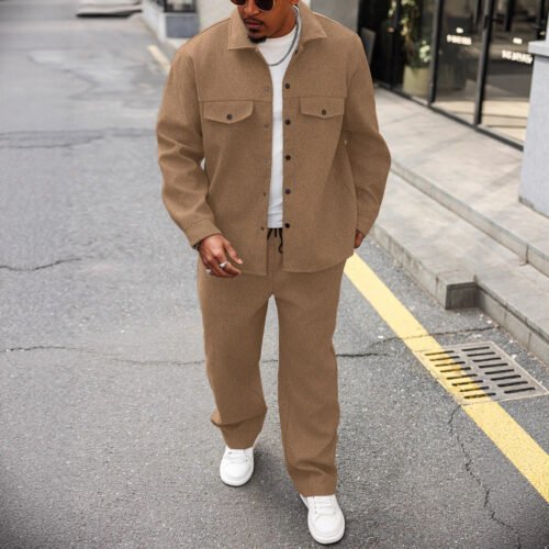 New Autumn Mens Casual Cargo Jacket And Pants Set