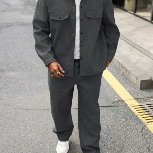 New Autumn Mens Casual Cargo Jacket And Pants Set