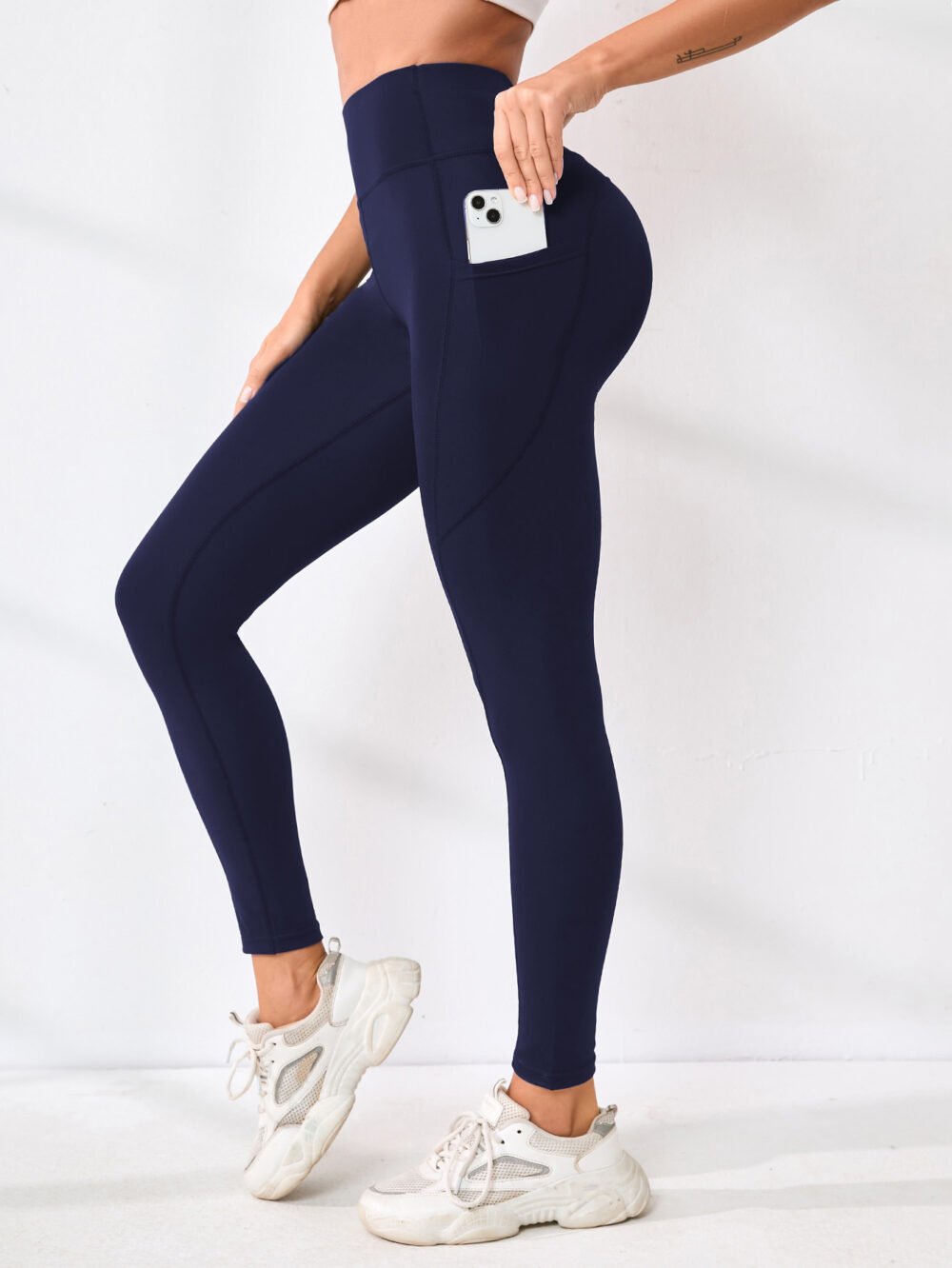 New High-waisted Sexy Slimming Solid-color Leggings For Running And Outdoor Sports