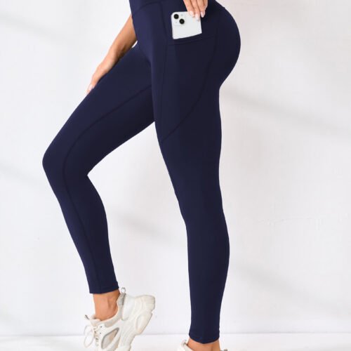 New High-waisted Sexy Slimming Solid-color Leggings For Running And Outdoor Sports