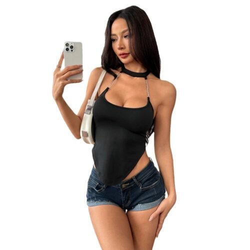 Womens Sexy Halter-style Cropped Backless Top