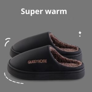 Winter Cotton Waterproof Outdoor Slippers Home Non-slip Winter Fleece-lined Men's Platform