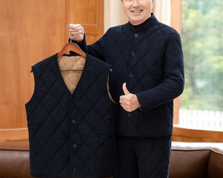 Winter Dads Cotton Padded Jacket And Pants Set