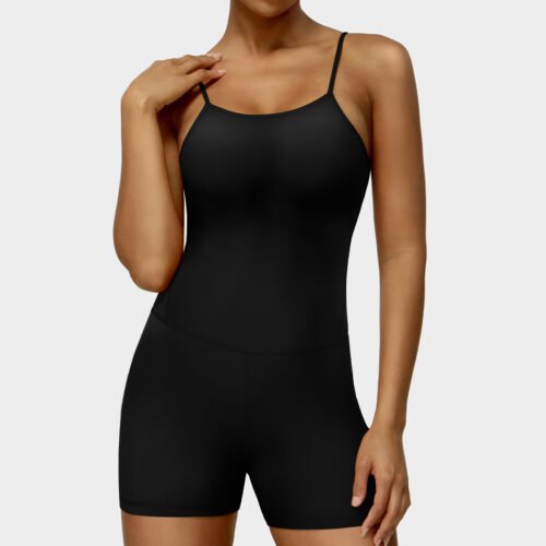 Thin Strap Yoga Clothes Shorts Suit Nude Feel One-piece Workout Top
