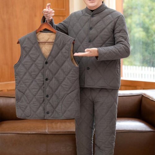 Winter Dads Cotton Padded Jacket And Pants Set