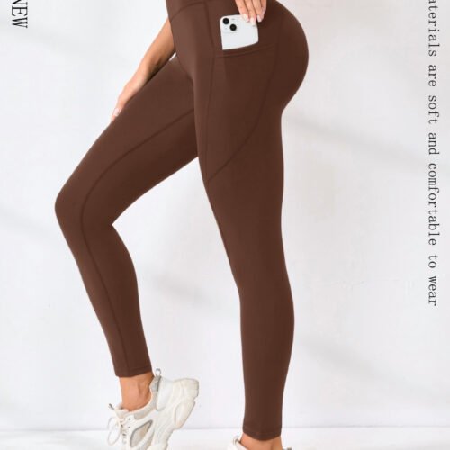 New High-waisted Sexy Slimming Solid-color Leggings For Running And Outdoor Sports