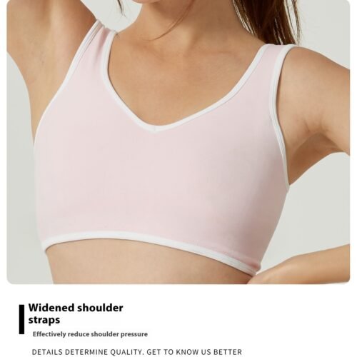 Contrast Color Round Neck Shoulder Strap Yoga Bra Bell-bottom Pants Suit
