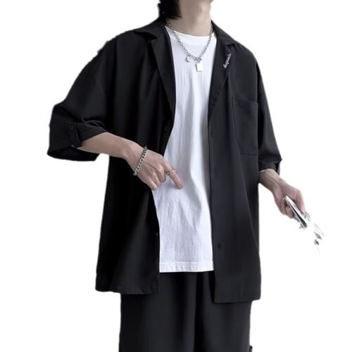 Mens Casual Shirt And Shorts TwoPiece Set
