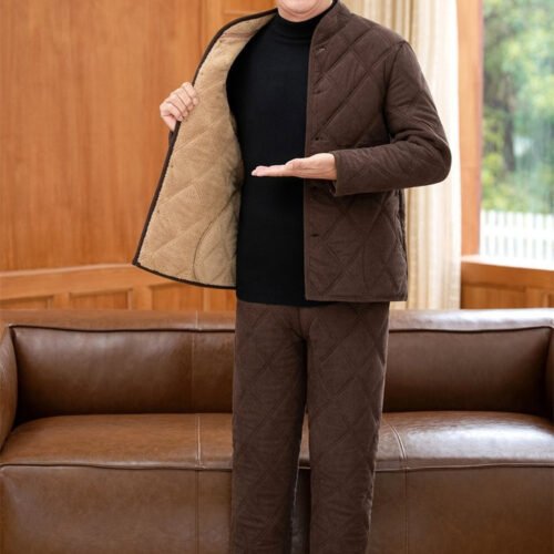 Winter Dads Cotton Padded Jacket And Pants Set