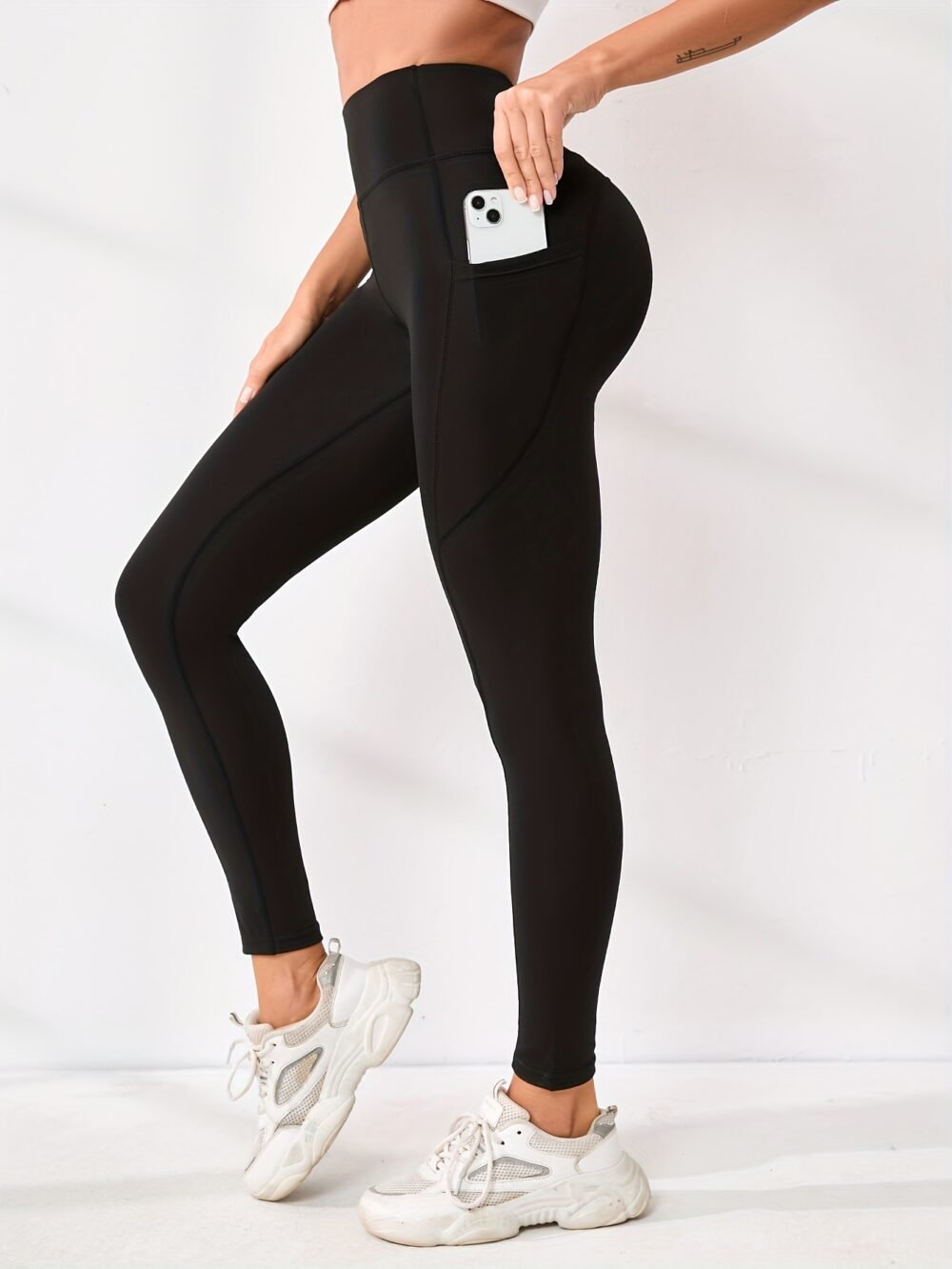 New High-waisted Sexy Slimming Solid-color Leggings For Running And Outdoor Sports