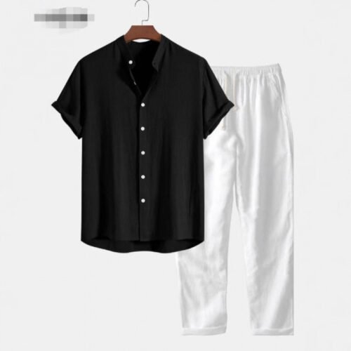 Mens Fashionable Printed Top And Pants Set