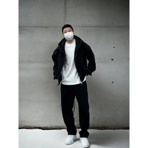 Thickened Casual Sportswear Set For Men Loose Fitting Hooded Jacket And Matching Pantstwo Piece Set