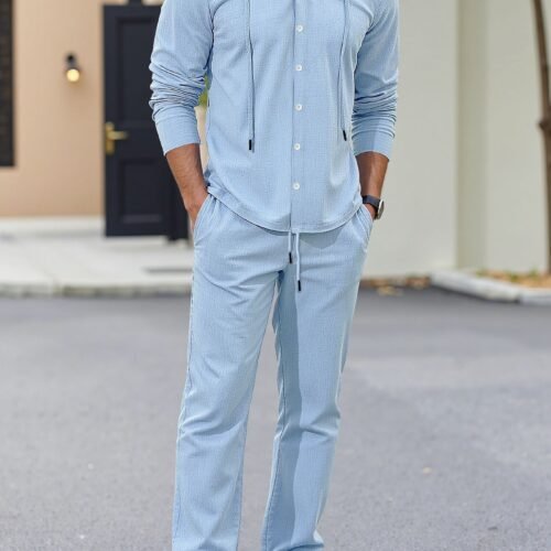 Mens Relaxed Fit Long Sleeve Suit With A Minimalist Design