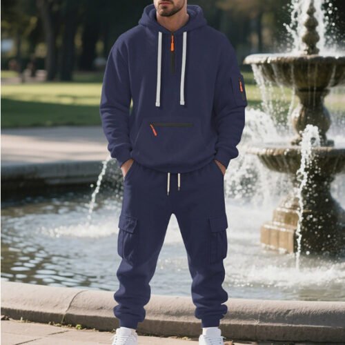 Loose-Fit Mens Casual Sports Multi-Pocket Workwear Set