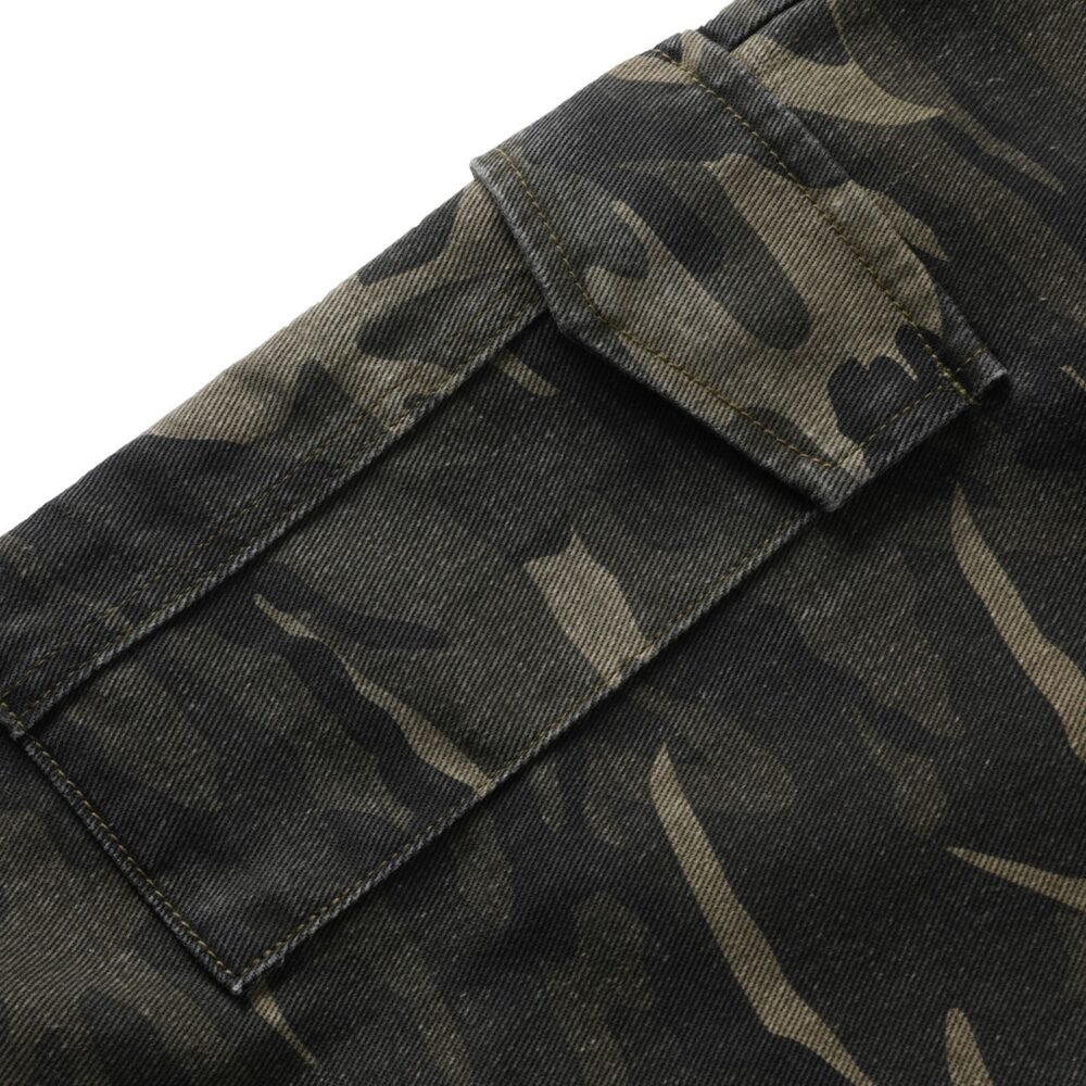 Workwear Camo Casual Pants Mens Straight-Leg Wide-Leg Trousers