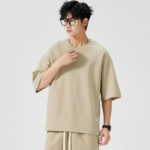 Mens Summer Ice Silk Lightweight Casual Short-Sleeve Shorts Sports Suit  New Arrival