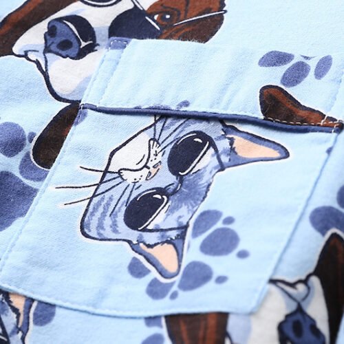Men's Printed Long-sleeved Trousers Pajama Set