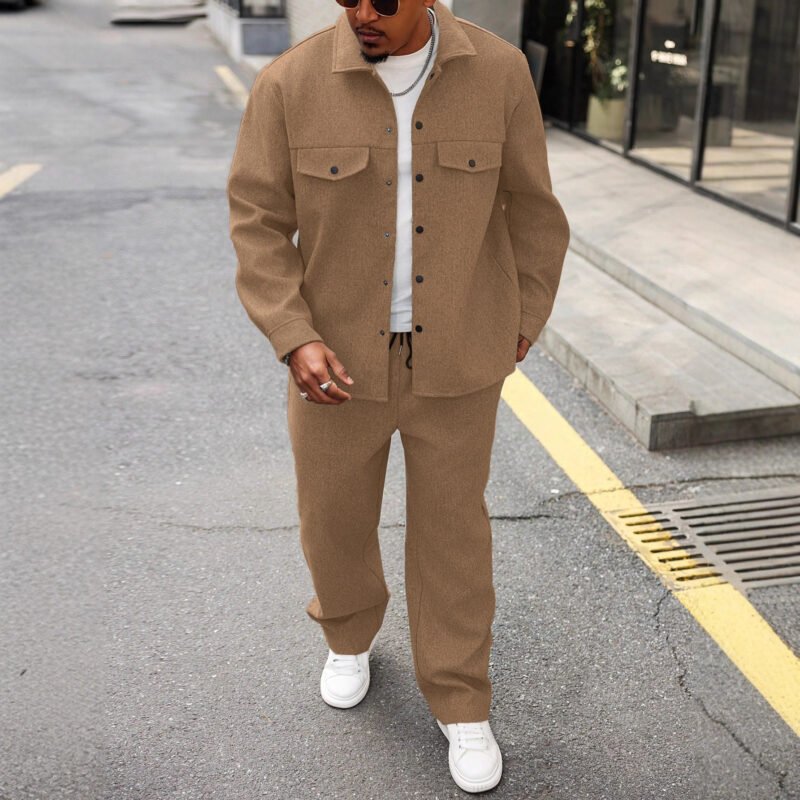 New Autumn Mens Casual Cargo Jacket And Pants Set