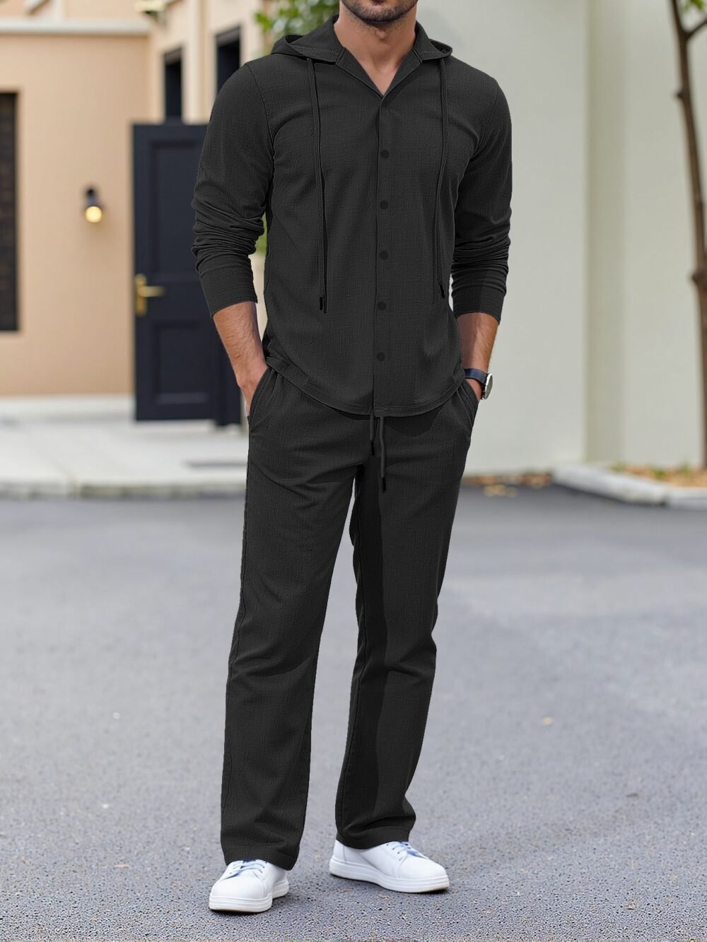Mens Relaxed Fit Long Sleeve Suit With A Minimalist Design