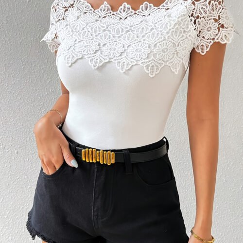 Seamless Solid Color Sexy Lace Top