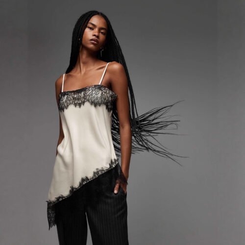 Solid-color Lace-trimmed Sexy Camisole For Women