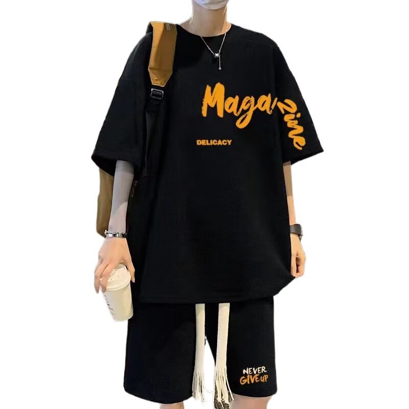 Mens Summer Sportswear Set Short-sleeve T-shirt And Basketball Jersey For Casual Wear