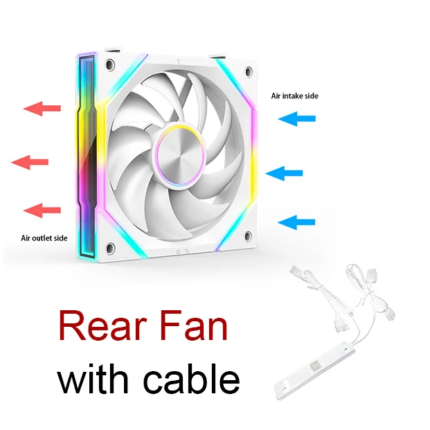 Ruix J2 Wire-Splicing PC Case Cooling Fan Mirror ARGB PWM Quiet Cycle Light Effect Fan 800-2000RPM  360mm120mm Water Cooler Fan