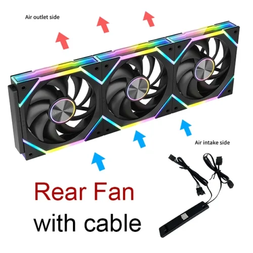 Ruix J2 Wire-Splicing PC Case Cooling Fan Mirror ARGB PWM Quiet Cycle Light Effect Fan 800-2000RPM  360mm120mm Water Cooler Fan