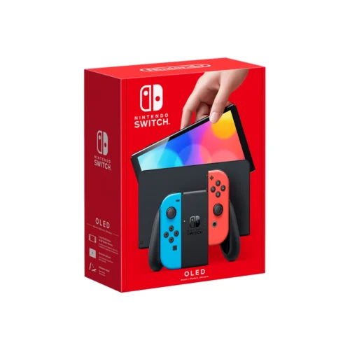 Switch - OLED Model with Neon Red & Neon Blue Joy-Con - Hong Kong Version (HK Charger with HK to US Plug Adapter)