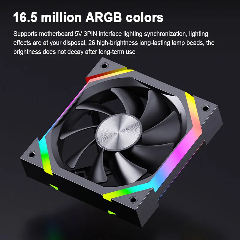 UPSIREN ZF-120 Computer Chassis Fan 12cm ARGB 4 Pin PWM Quiet Cooling Fan 12V Large Air Volume 45CFM/600-1500RPM