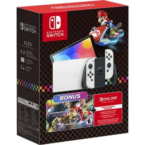 Nintendo Switch OLED Model: Mario Kart 8 Deluxe Bundle Multi White