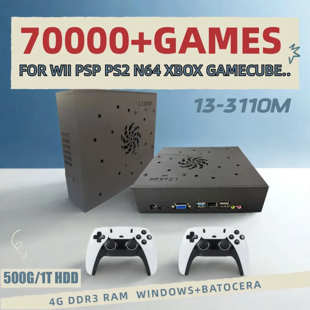 Super Game Console X8 Pro 70000+ Games I3-3110M  For Wii PS2 DC PSP GAMECUBE 500G Loaded Console Windows 11and Batocera