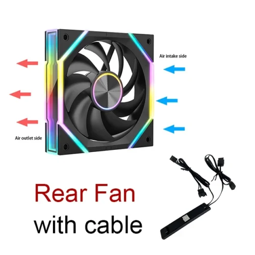 Ruix J2 Wire-Splicing PC Case Cooling Fan Mirror ARGB PWM Quiet Cycle Light Effect Fan 800-2000RPM  360mm120mm Water Cooler Fan