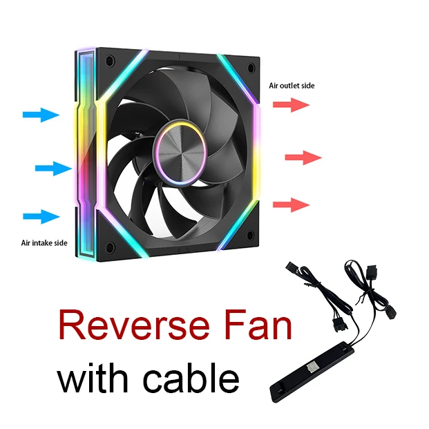 Ruix J2 Wire-Splicing PC Case Cooling Fan Mirror ARGB PWM Quiet Cycle Light Effect Fan 800-2000RPM  360mm120mm Water Cooler Fan