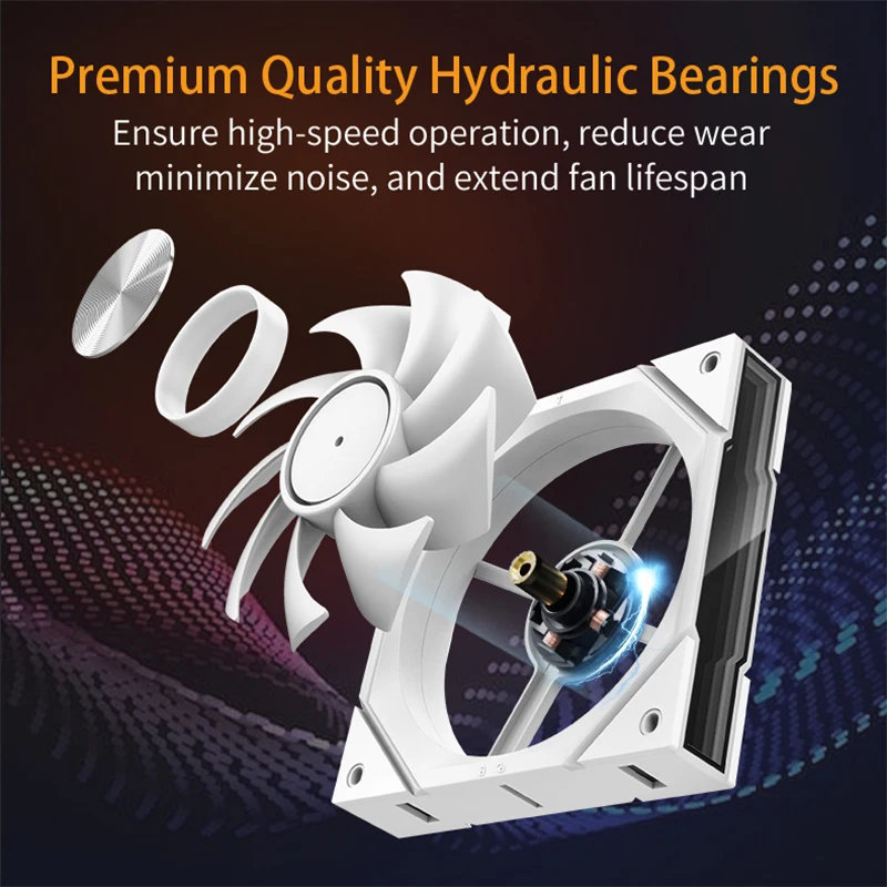 Ruix J2 Wire-Splicing PC Case Cooling Fan Mirror ARGB PWM Quiet Cycle Light Effect Fan 800-2000RPM  360mm120mm Water Cooler Fan