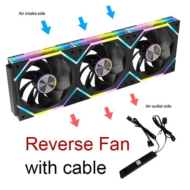 Ruix J2 Wire-Splicing PC Case Cooling Fan Mirror ARGB PWM Quiet Cycle Light Effect Fan 800-2000RPM  360mm120mm Water Cooler Fan