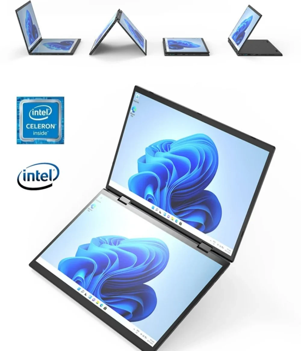 Factory 2025 New Ultrabook 11Inch Foldable Dual Touch Screen Intel I3 12th N100 Aluminum Yoga Laptops for Students and Designers