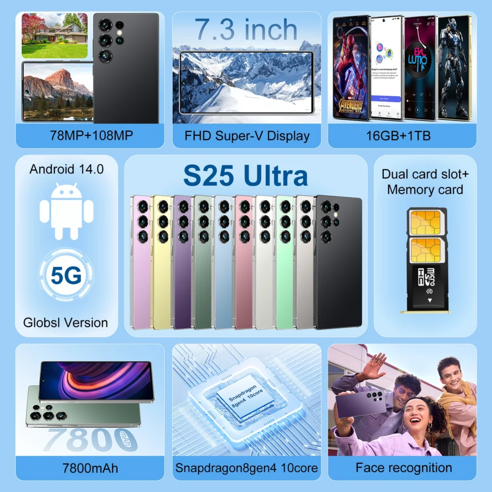 Hot Sale 16+1TB S26Ultra Rear Camera Mobile Phones Cell Phone Dual SIM Card New 5G Smartphones