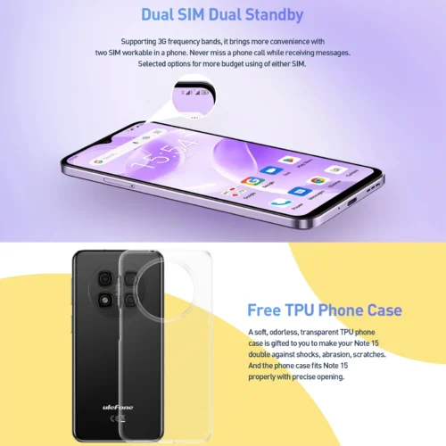 Smart Cheap Unlocked Cell Phones Ulefone Note 15 Smartphone 2GB+32GB 6.22 Inch Android 12 Mobile Phone