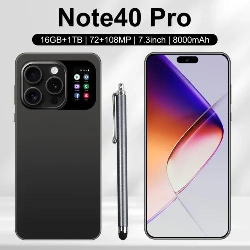 Popular Note40 Pro Android System Smartphone HD Screen 16G+1TB 4000mAh Face Unlock Quality Phones French German Spanish English