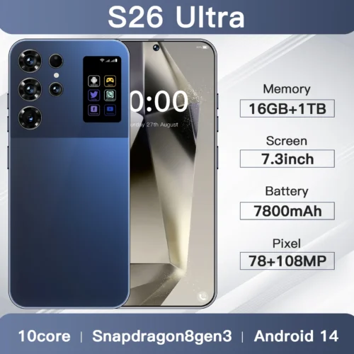 2025 Best Selling S26 Ultra 5G Smartphone High Configuration 16+1TB Unlocked 2K LTE 108MP Wholesale Smart Mobile Phones