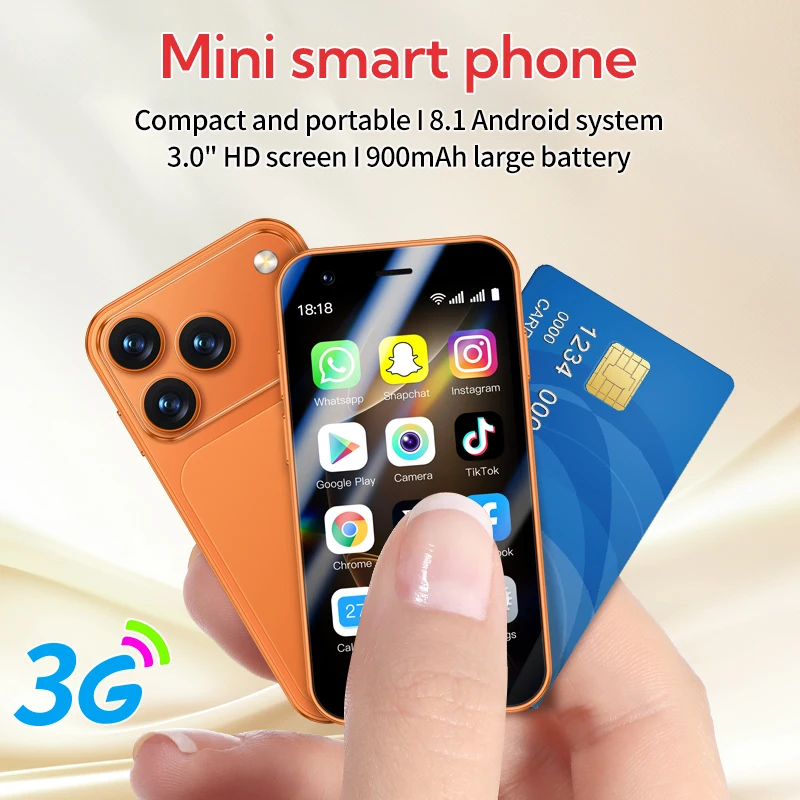 A17 Mini Smartphone 3.0'' HD Screen 4+64GB 3G/4G LTE Dual SIM Cellphone Android Mini Mobile Phones